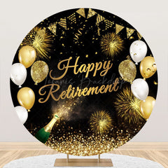 Lofaris Round Gold Glitter Balloon Happy Retirement Backdrop