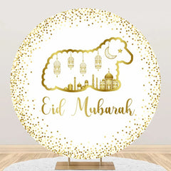 Lofaris Round Gold Glitter Sheep Eid Mubarak Backdrop