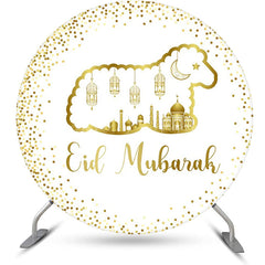 Lofaris Round Gold Glitter Sheep Eid Mubarak Backdrop