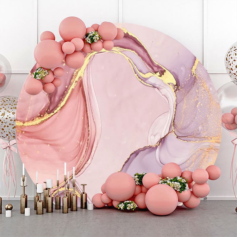 Lofaris Round Gold Pink Abstract Marble Texture Backdrop