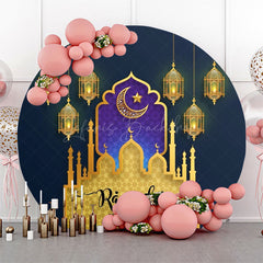 Lofaris Round Golden Castle Muslim Eid Al Fitr Backdrop