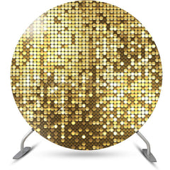 Lofaris Round Golden Metal Plaid Pattern Birthday Backdrop