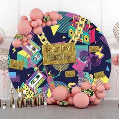 Lofaris Round Golden Necklace Music Disco Birthday Backdrop