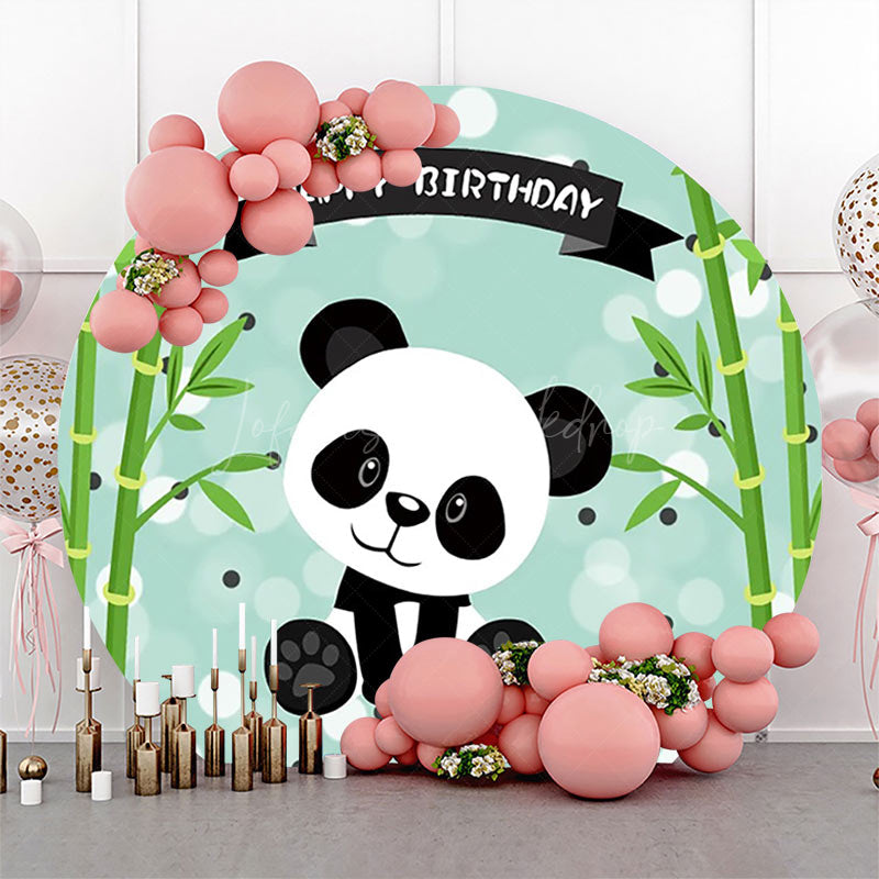 Lofaris Round Green Bamboo Panda Bokeh Birthday Backdrop