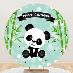 Lofaris Round Green Bamboo Panda Bokeh Birthday Backdrop