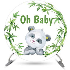 Lofaris Round Green Bamboo Panda White Baby Shower Backdrop