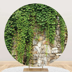 Lofaris Round Greenery Natural Stone Wall Spring Backdrop