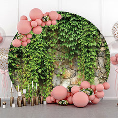 Lofaris Round Greenery Natural Stone Wall Spring Backdrop