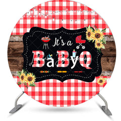 Lofaris Round Its A Babyq Picnic Plaid Baby Shower Backdrop