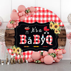 Lofaris Round Its A Babyq Picnic Plaid Baby Shower Backdrop