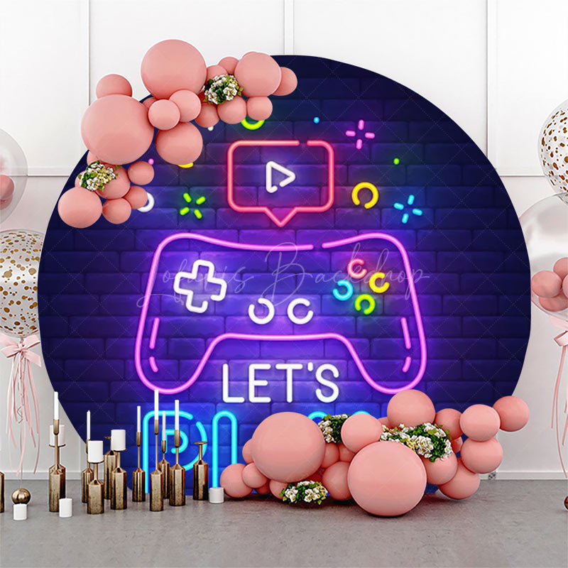 Lofaris Round Lets Play Gamepad Brick Wall Party Backdrop