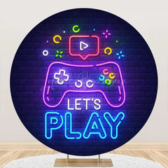 Lofaris Round Lets Play Gamepad Brick Wall Party Backdrop