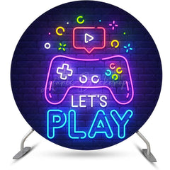 Lofaris Round Lets Play Gamepad Brick Wall Party Backdrop