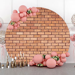 Lofaris Round Light Red Retro Brick Wall Backdrop For Party