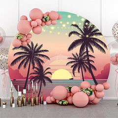 Lofaris Round Light Summer Sunset Palm Trees Beach Backdrop