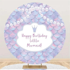 Lofaris Round Little Mermaid Pearl Scales Birthday Backdrop