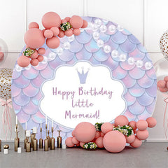 Lofaris Round Little Mermaid Pearl Scales Birthday Backdrop