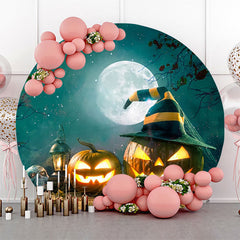 Lofaris Round Moon Night Wooden Floor Halloween Backdrop