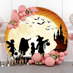 Lofaris Round Moon Silhouette Pumpkin Halloween Backdrop