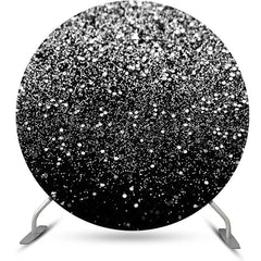 Lofaris Round Morden Black Silver Sparkling Birthday Backdrop