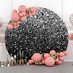 Lofaris Round Morden Black Silver Sparkling Birthday Backdrop