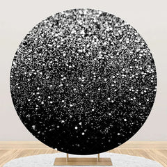 Lofaris Round Morden Black Silver Sparkling Birthday Backdrop