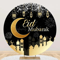 Lofaris Round Night Golden Castle Moon Eid Mubarak Backdrop