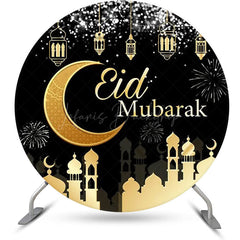 Lofaris Round Night Golden Castle Moon Eid Mubarak Backdrop