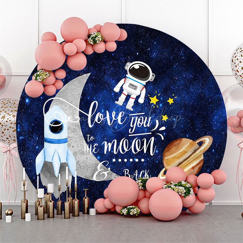 Lofaris Round Night Sky Astronaut Galaxy Birthday Backdrop