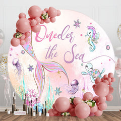 Lofaris Round Oneder The Sea Mermaid Backdrop For Birthday