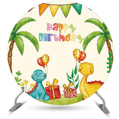 Lofaris Round Palm Trees Gifts Dinosaurs Birthday Backdrop