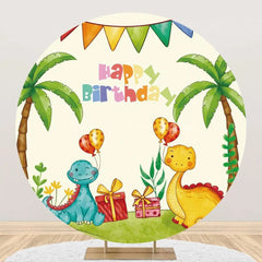 Lofaris Round Palm Trees Gifts Dinosaurs Birthday Backdrop