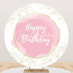 Lofaris Round Pink Abstract Marble Texture Birthday Backdrop