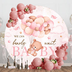 Lofaris Round Pink Balloons Bearly Wait Baby Shower Backdrop