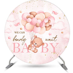 Lofaris Round Pink Balloons Bearly Wait Baby Shower Backdrop