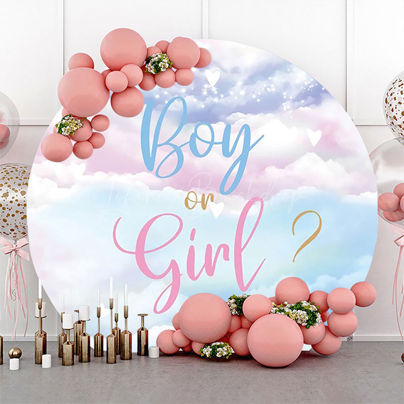 Round Pink Blue Purple Clould Gender Reveal Backdrop - Lofaris