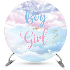 Lofaris Round Pink Blue Purple Clould Gender Reveal Backdrop