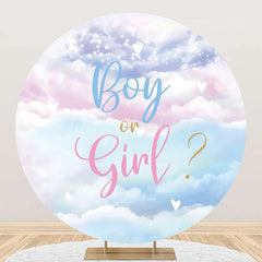 Lofaris Round Pink Blue Purple Clould Gender Reveal Backdrop