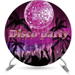 Lofaris Round Pink Coconut Palm Night Disco Party Backdrop