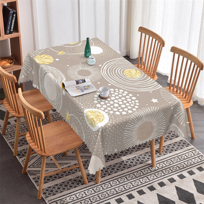 Lofaris Round Planet Rectangle Tablecloth For Kitchen