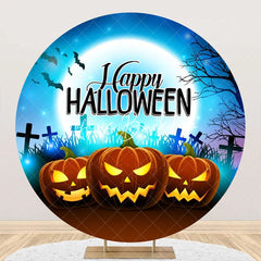 Lofaris Round Pumkin Moon Night Firefly Halloween Backdrop