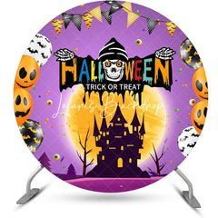 Lofaris Round Purple Moon Halloween Trick Or Treat Backdrop