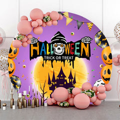 Lofaris Round Purple Moon Halloween Trick Or Treat Backdrop