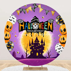 Lofaris Round Purple Moon Halloween Trick Or Treat Backdrop