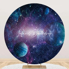 Lofaris Round Purple Planet Universe Sparkly Birthday Backdrop