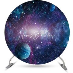 Lofaris Round Purple Planet Universe Sparkly Birthday Backdrop