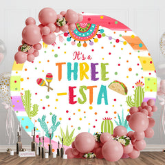 Lofaris Round Rainbow Stripe Three Esta Birthday Backdrop