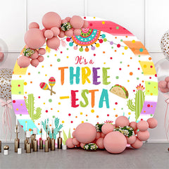 Lofaris Round Rainbow Stripe Three Esta Birthday Backdrop