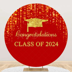 Lofaris Round Red Gold Class Of 2024 Congrats Grad Backdrop