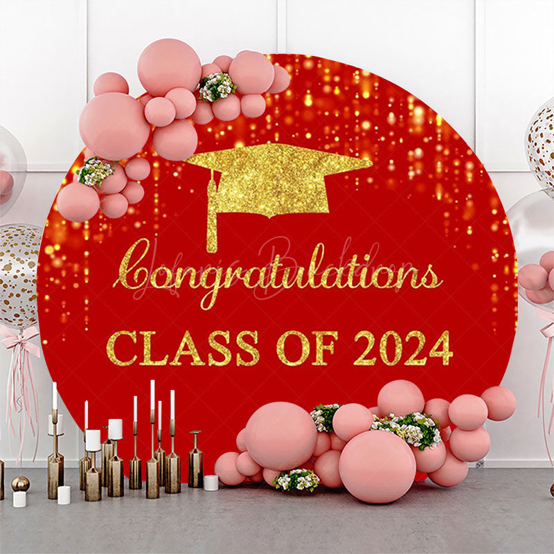 Lofaris Round Red Gold Class Of 2024 Congrats Grad Backdrop